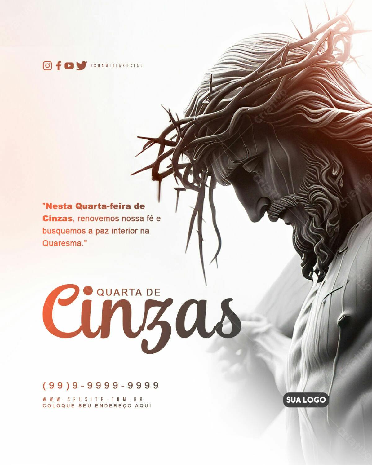Flyer Quarta-Feira de Cinzas PSD Editável