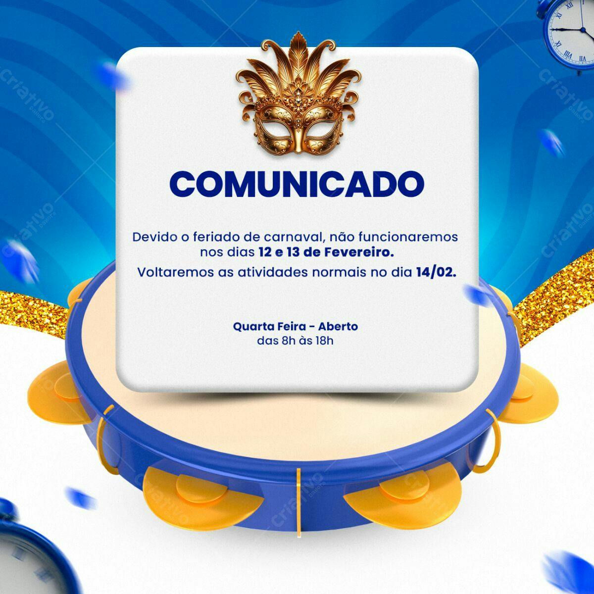 Comunicado de Carnaval PSD Editável