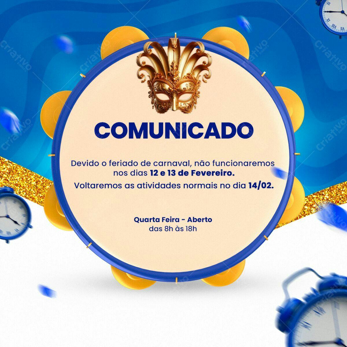 Comunicado Carnaval PSD Editável