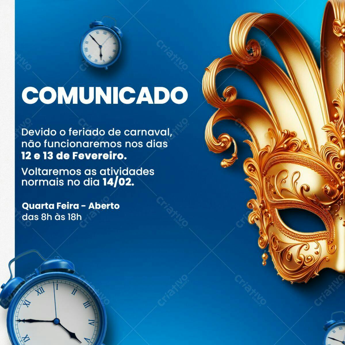 Comunicado Carnaval PSD Editável