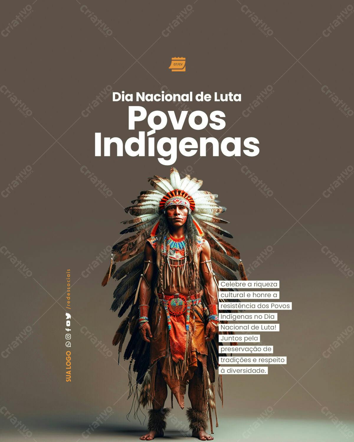 Flyer Dia Nacional da Luta dos Povos Indígenas PSD Editável