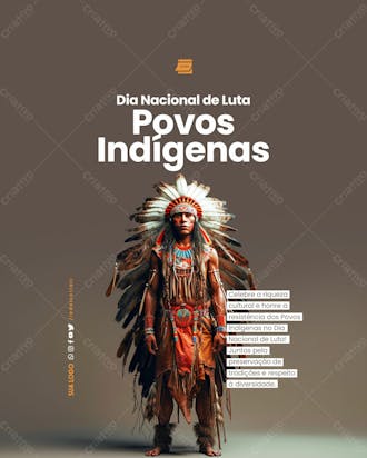 Social media dia nacional de luta dos povos indígenas riqueza cultural