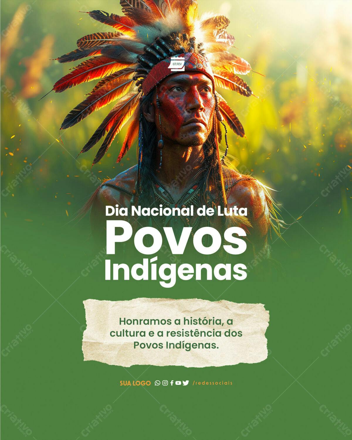 Post para Dia Nacional de Luta dos Povos Indígenas PSD Editável