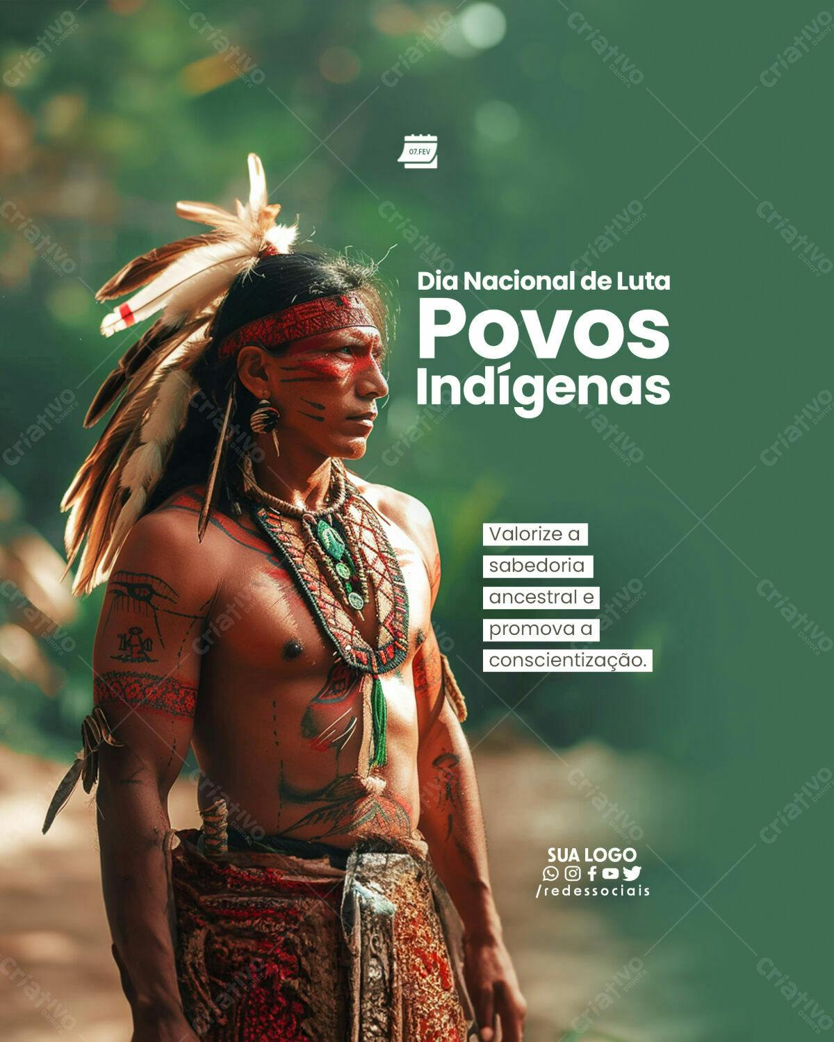 Flyer Dia Nacional da Luta dos Povos Indígenas PSD Editável