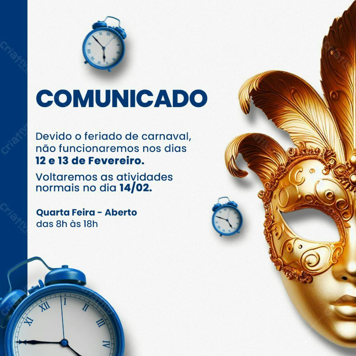 Comunicado Carnaval PSD Editável