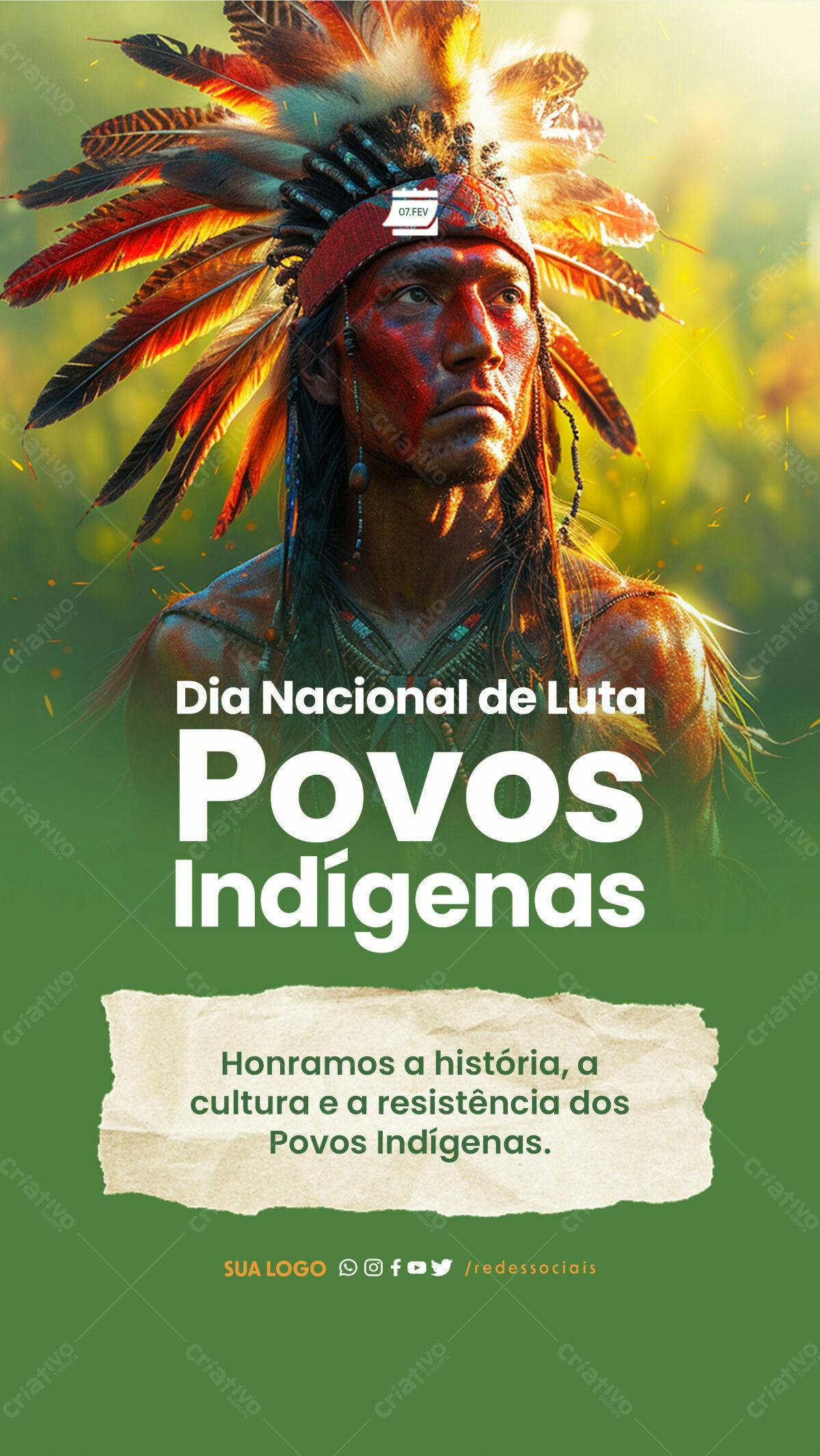 Flyer Dia Nacional da Luta dos Povos Indígenas PSD Editável