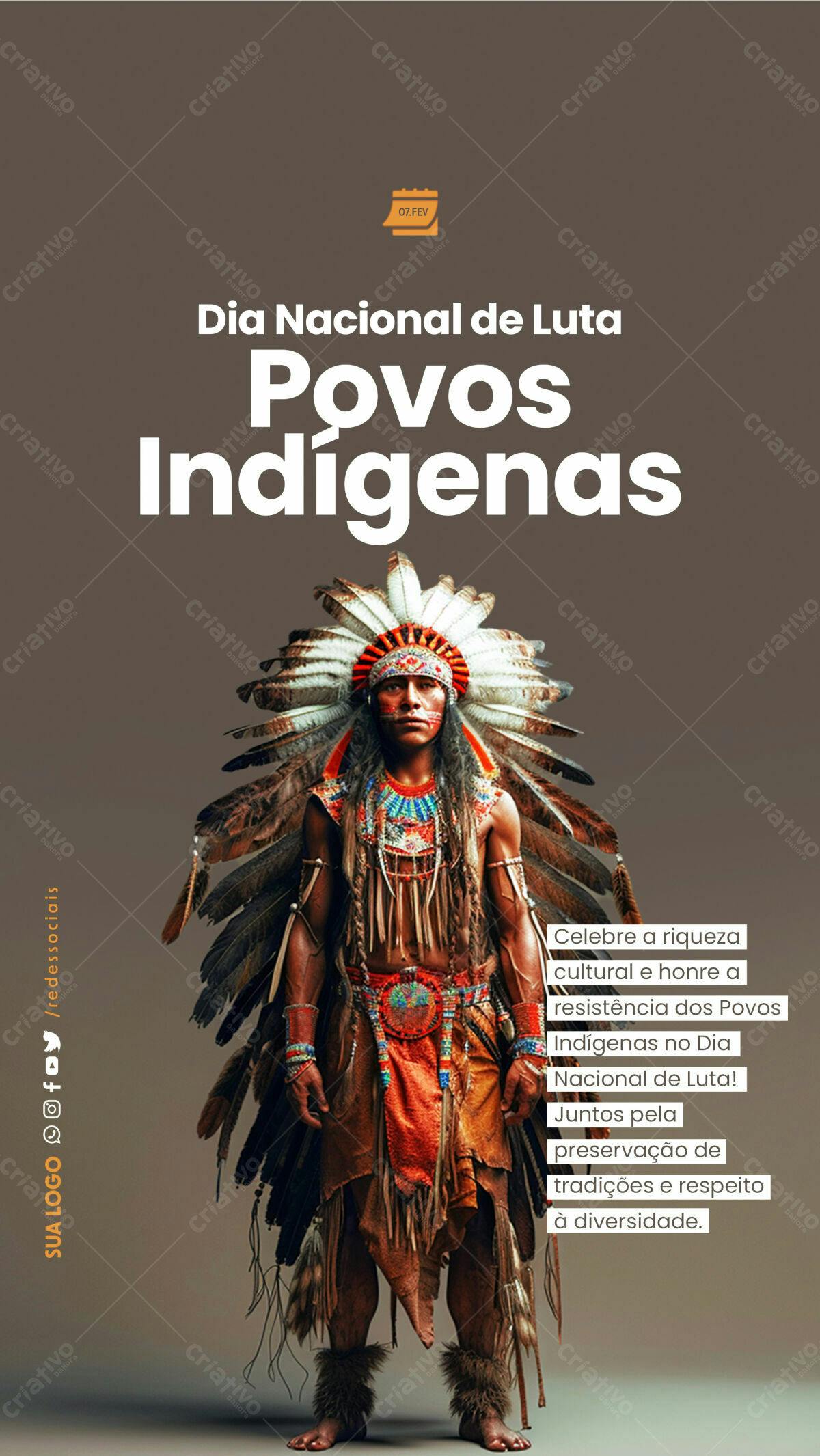Flyer Dia Nacional da Luta dos Povos Indígenas PSD Editável