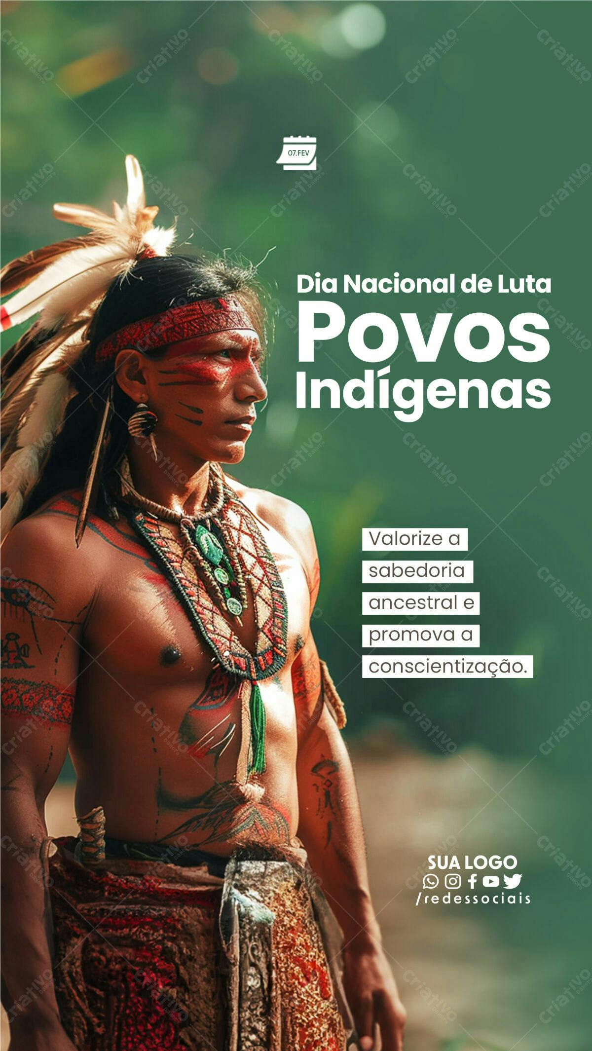 Flyer Dia Nacional da Luta dos Povos Indígenas PSD Editável