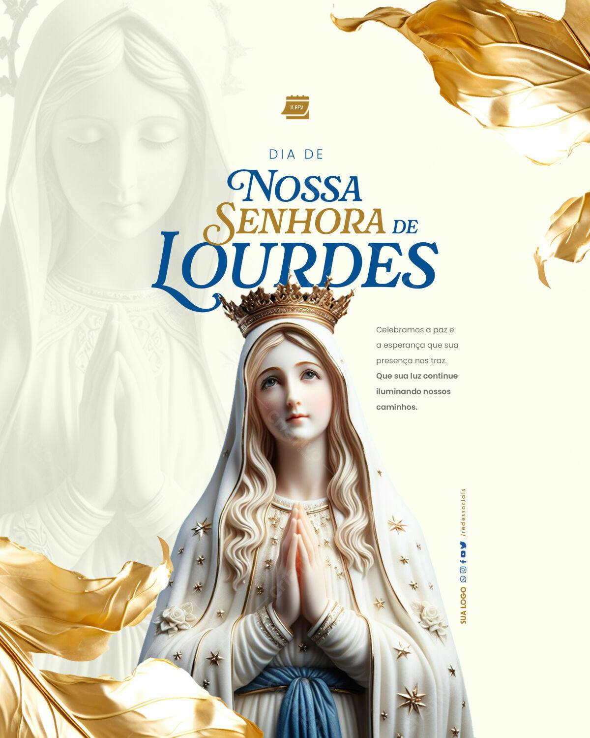 Flyer Dia de Nossa Senhora de Lourdes PSD Editável