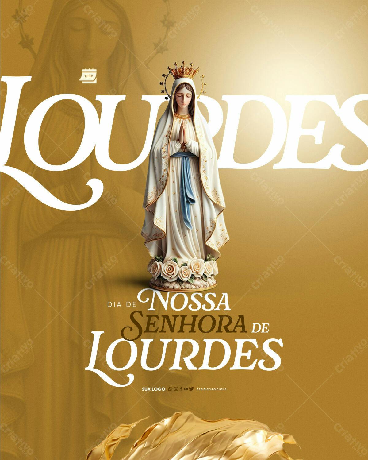 Flyer Dia de Nossa Senhora de Lourdes PSD Editável