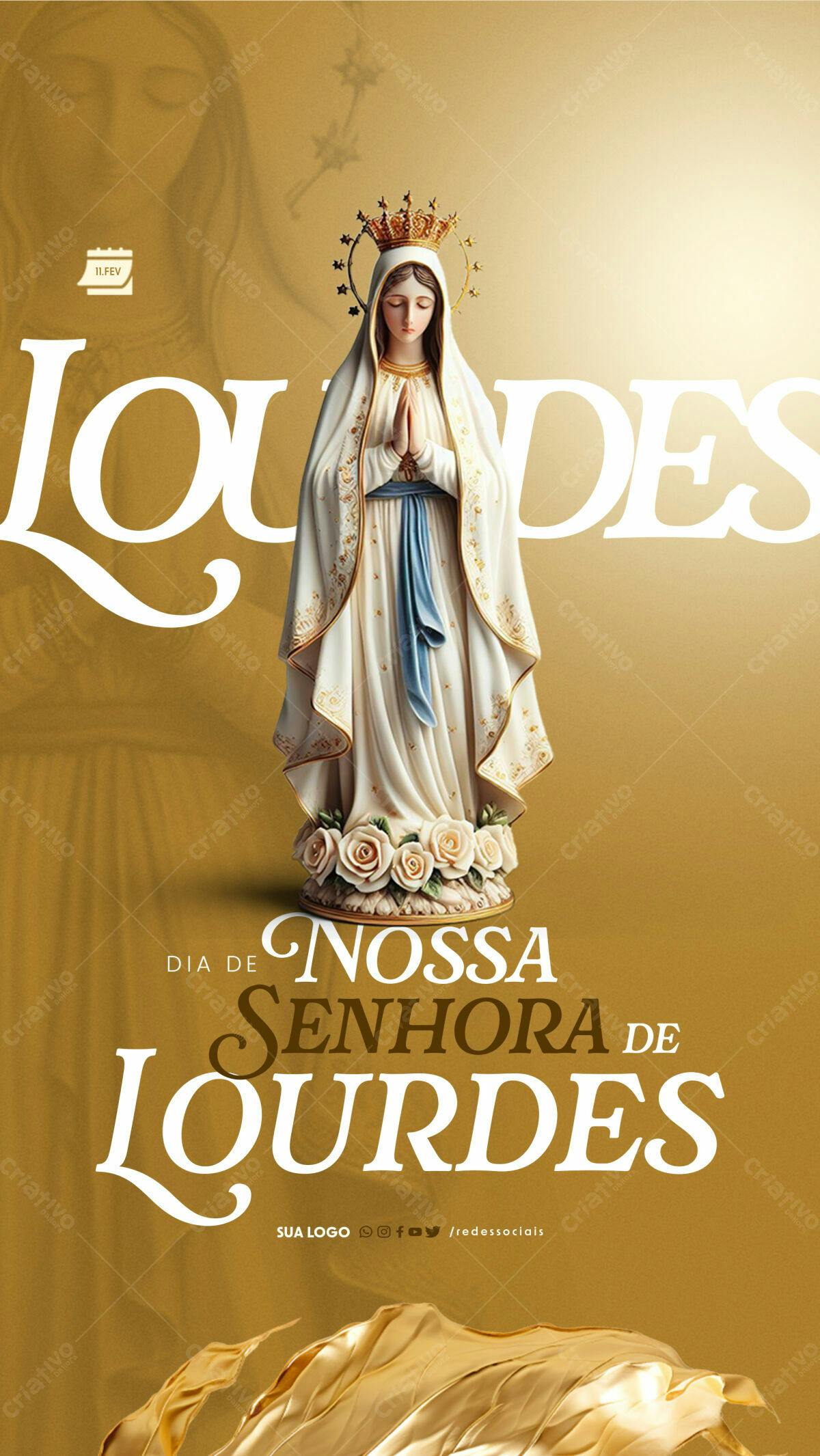 Flyer Dia de Nossa Senhora de Lourdes PSD Editável