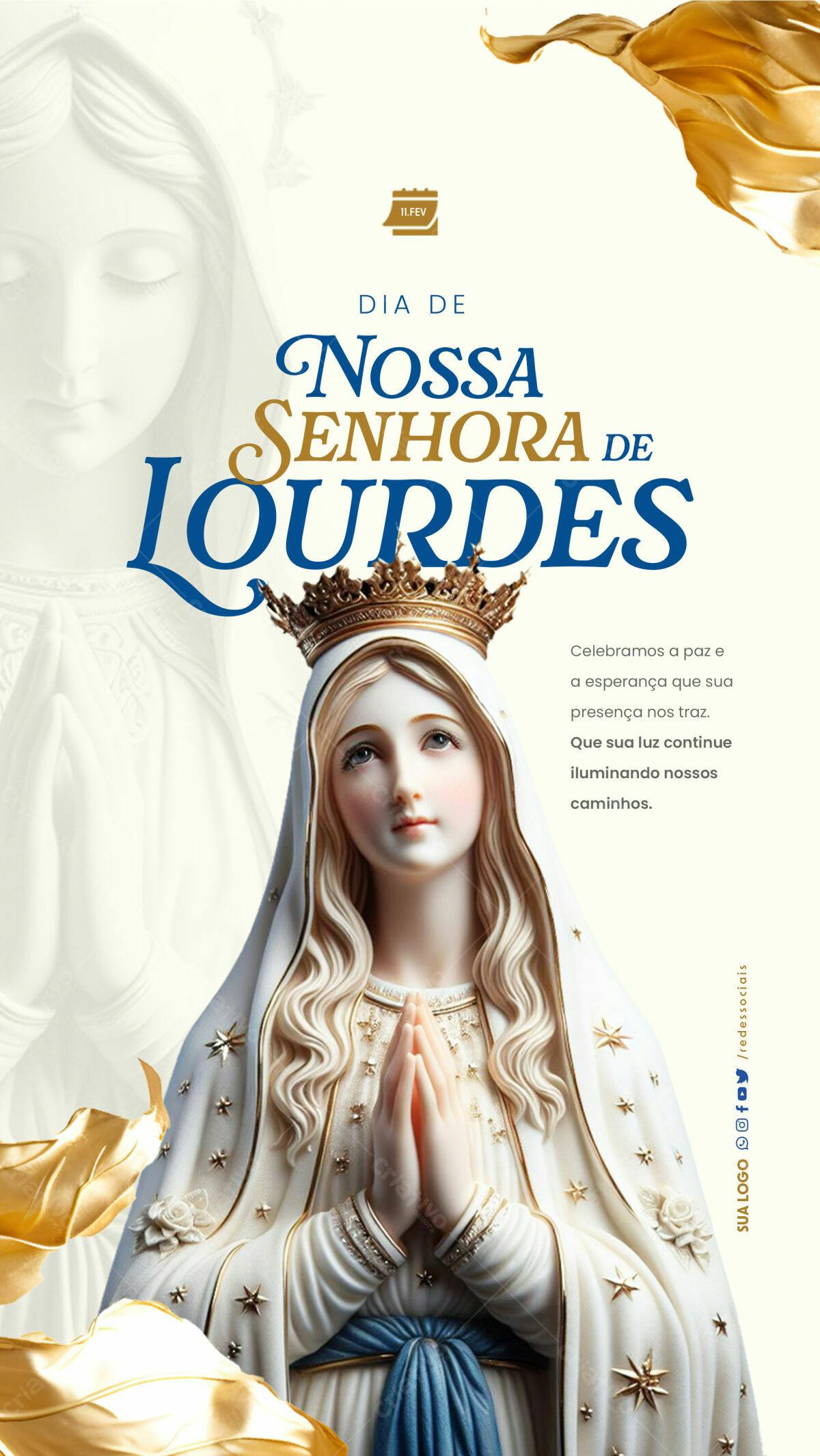 Flyer Dia de Nossa Senhora de Lourdes PSD Editável