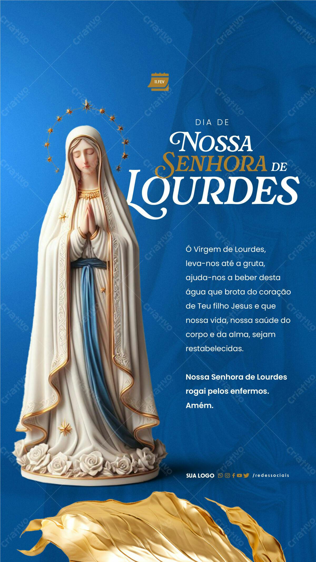 Flyer Dia de Nossa Senhora de Lourdes PSD Editável