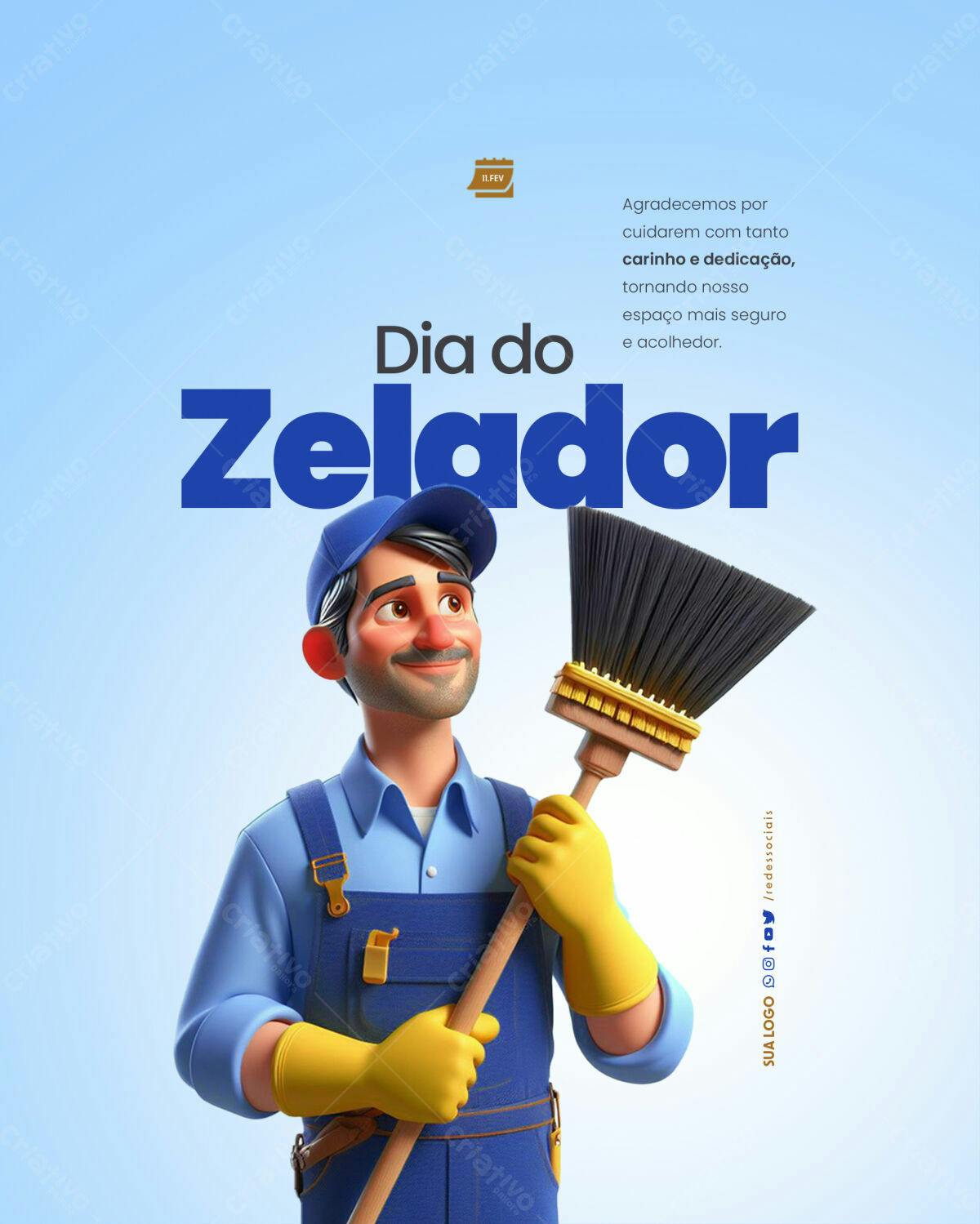 Postagem Dia do Zelador PSD Editável