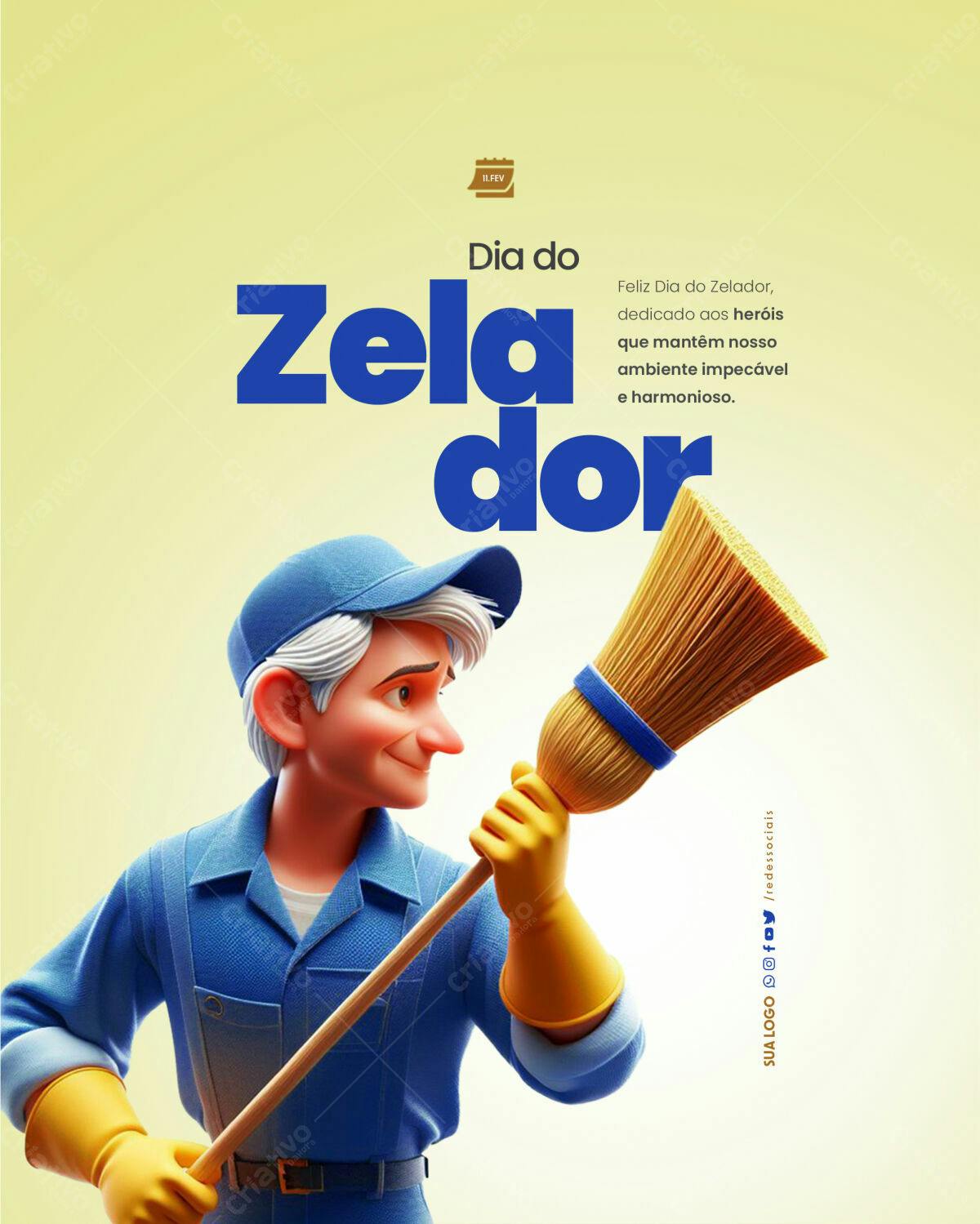 Flyer Dia do Zelador PSD Editável