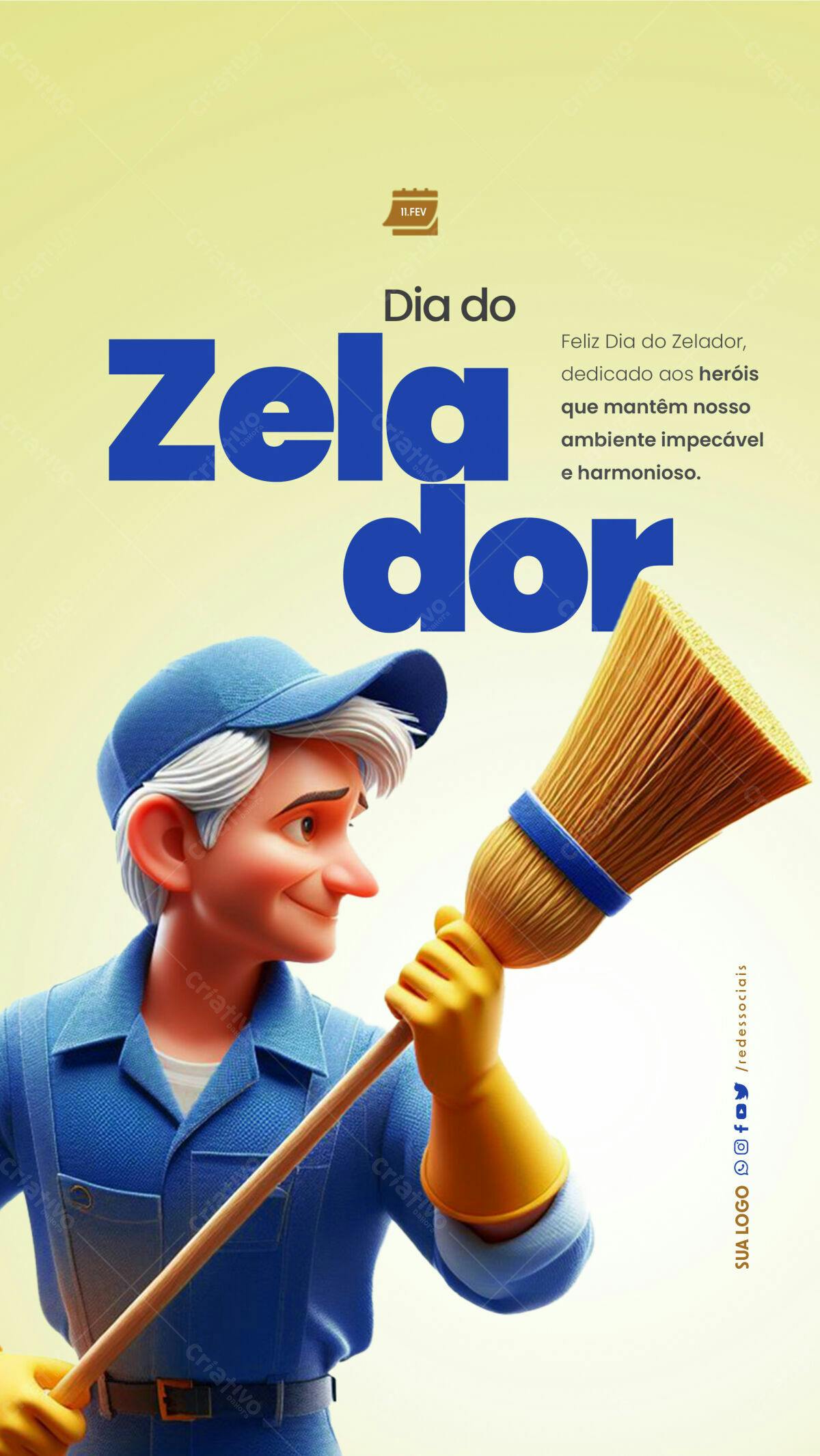 Postagem Dia do Zelador PSD Editável