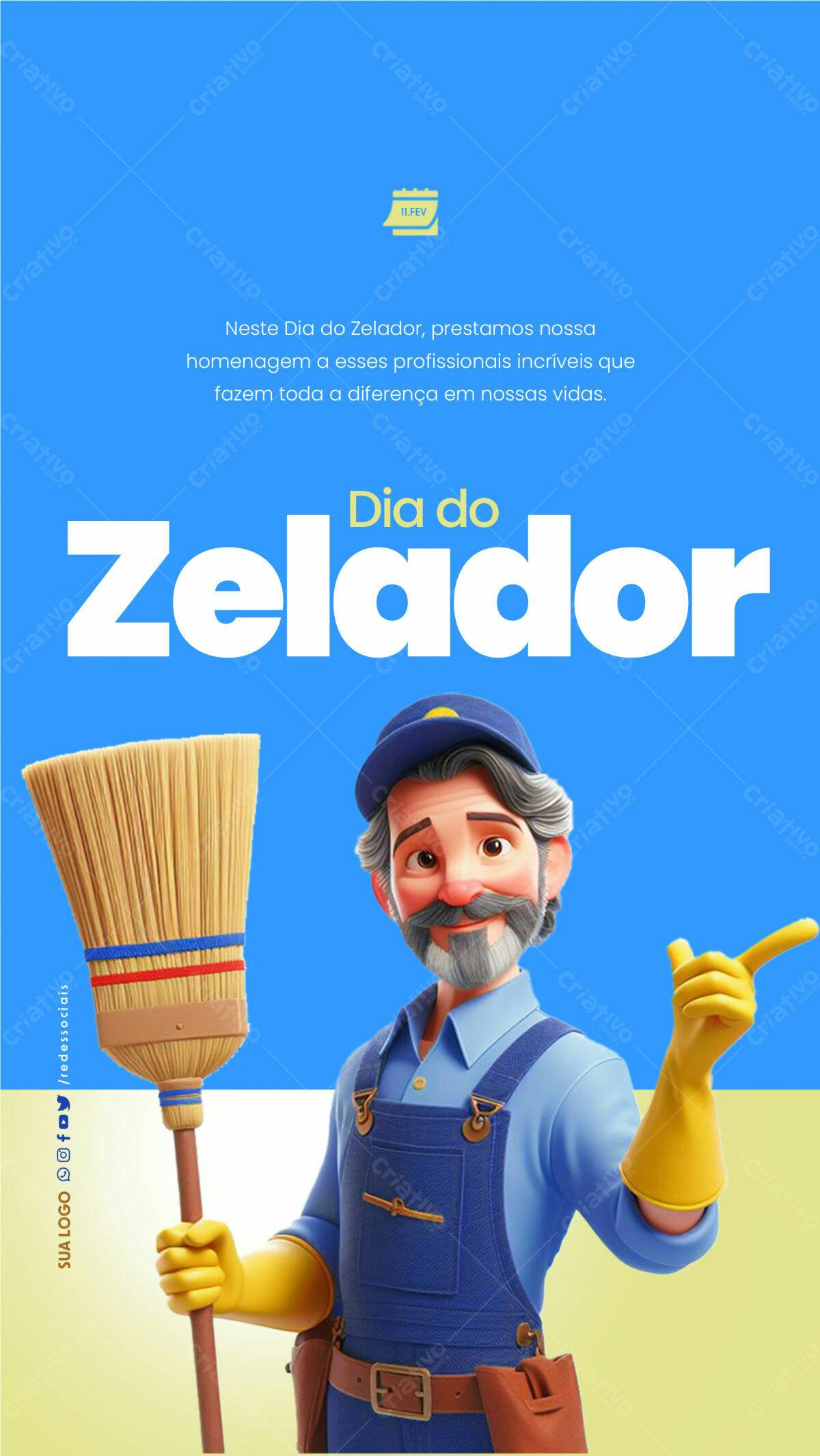 Flyer Dia do Zelador PSD Editável