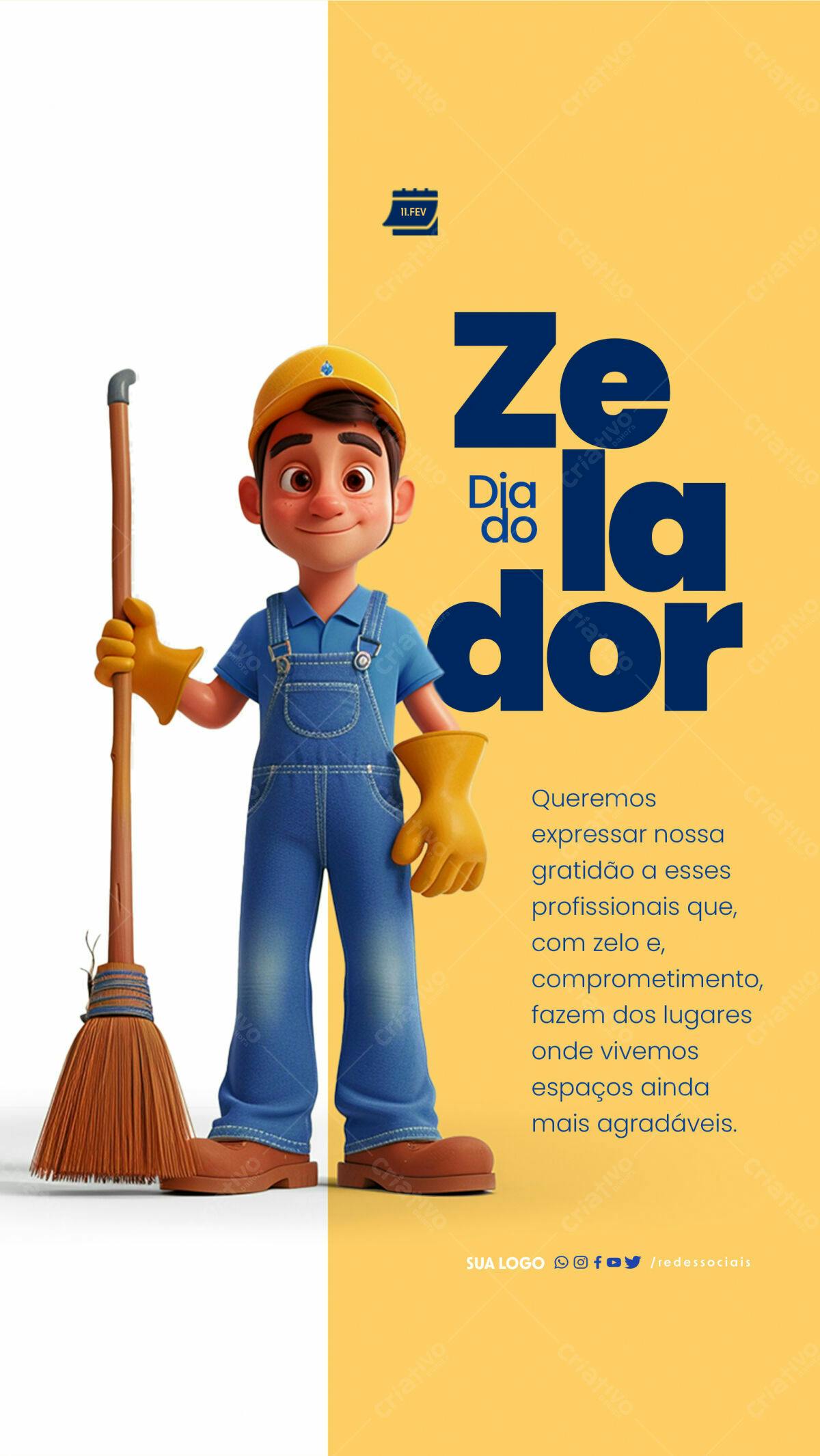 Flyer Dia do Zelador PSD Editável