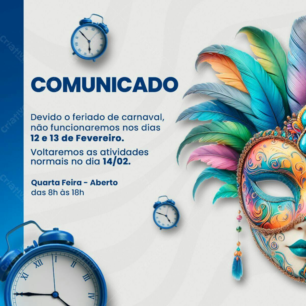 Comunicado de Carnaval PSD Editável