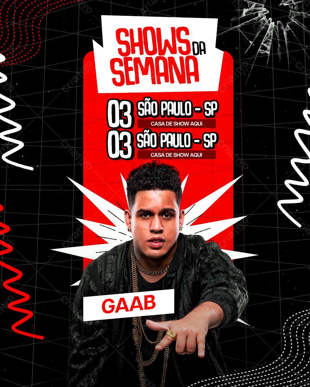 Flyer Shows da Semana com Gaab PSD Editável