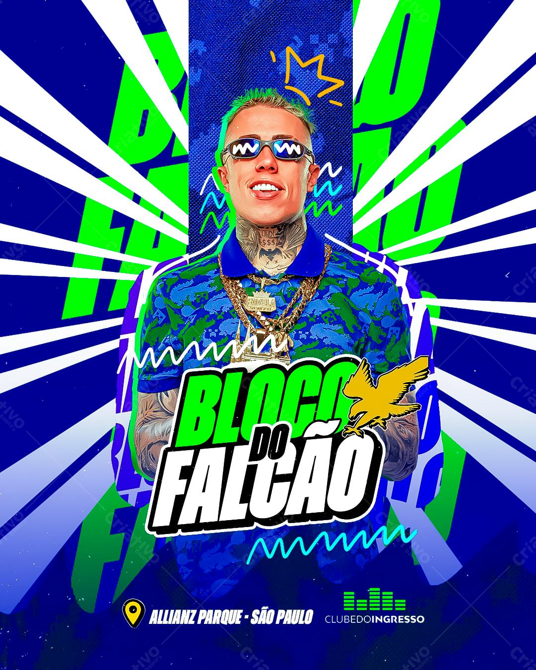 Flyer Bloco do Falcão PSD Editável