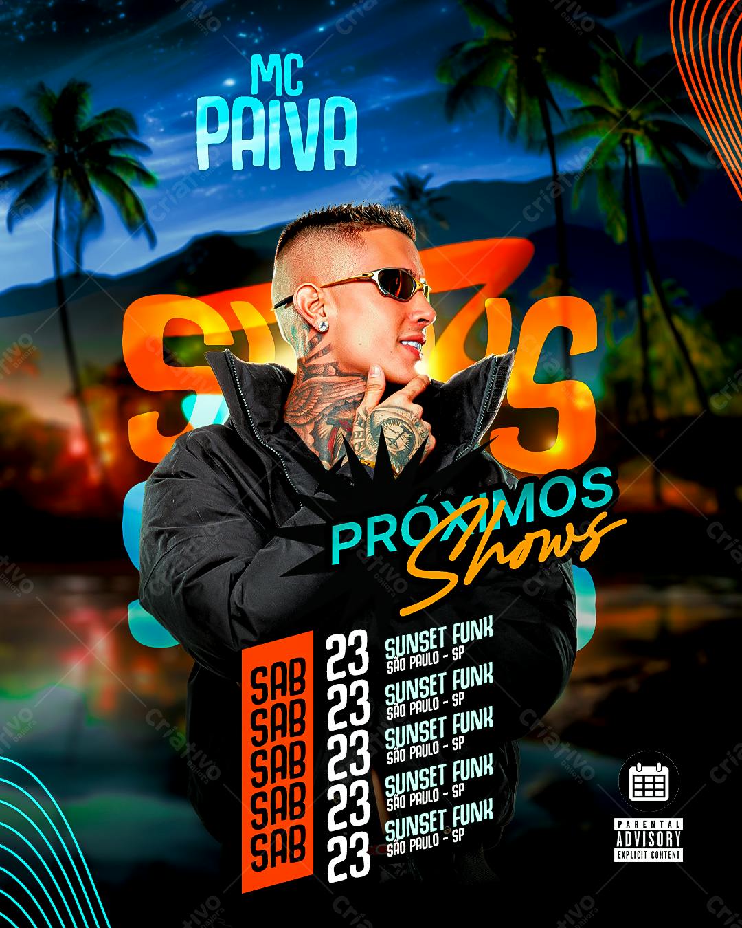 Flyer para Show do MC Paiva PSD Editável