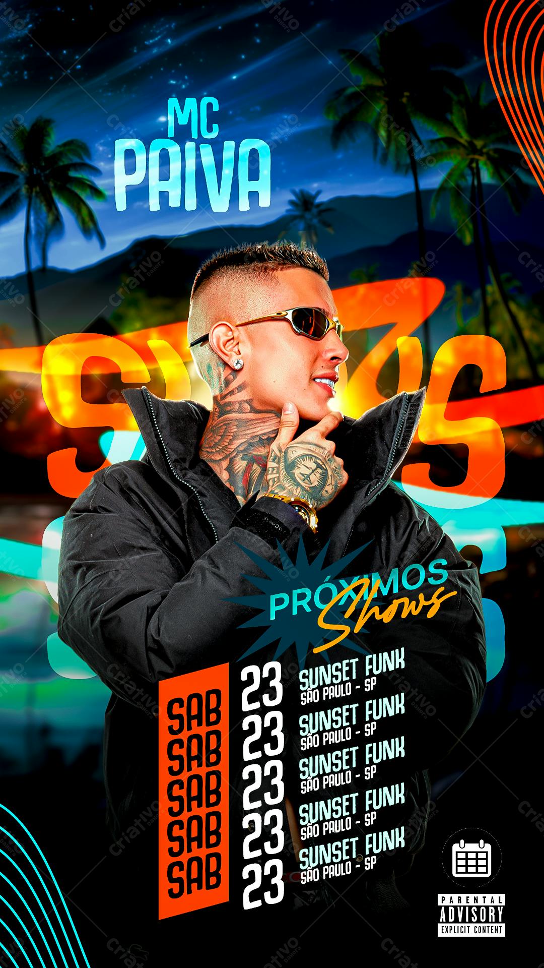 Flyer para Show do MC Paiva PSD Editável