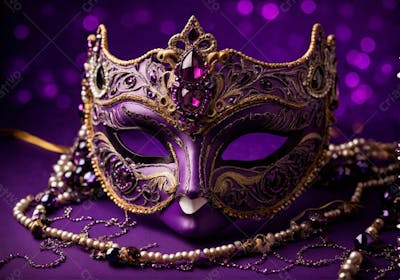 Máscara Roxa De Carnaval