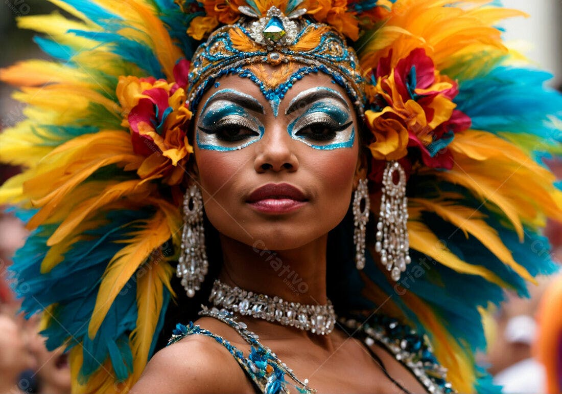 Bailarina com fantasia vibrante em Carnaval