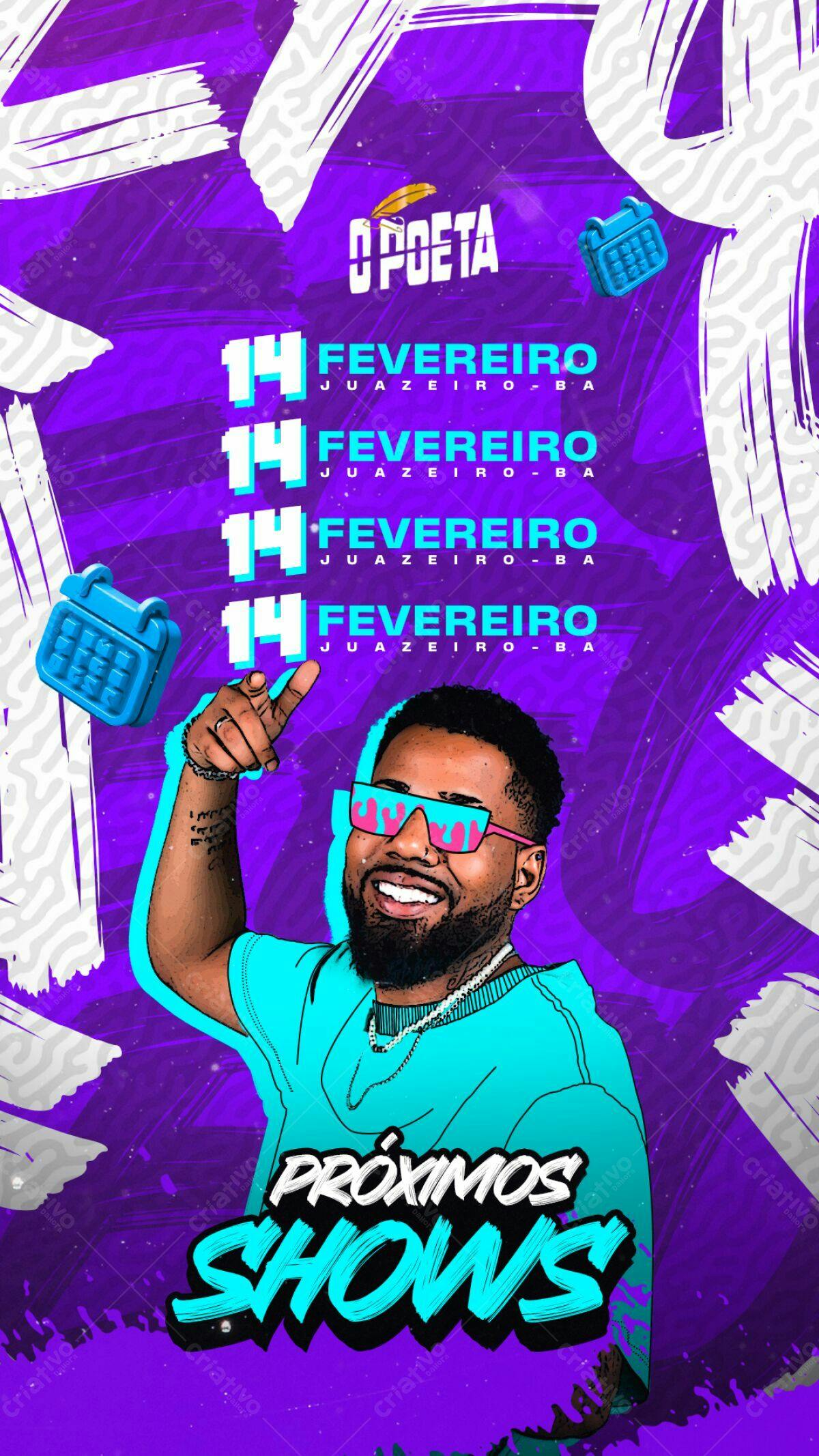 Flyer para Show do DJ Poeta em Juazeiro-BA PSD Editável