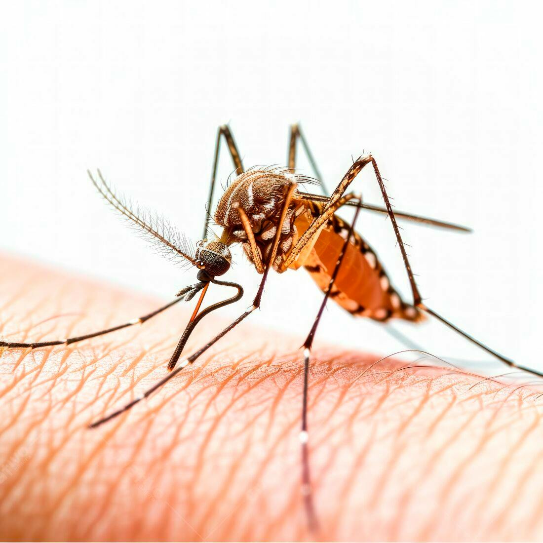 Mosquito picando pele humana