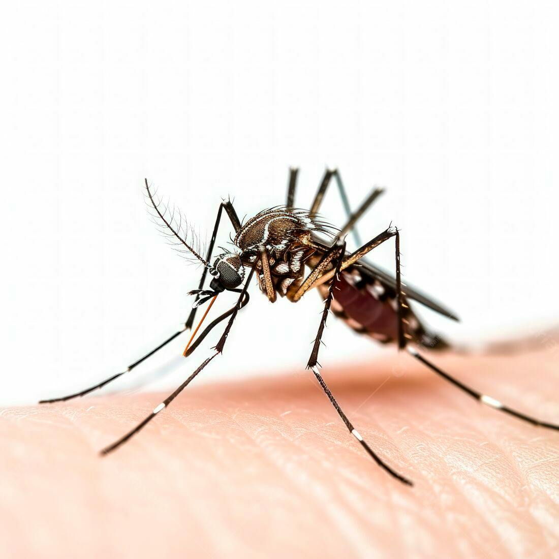 Mosquito Aedes Aegypti picando pele humana