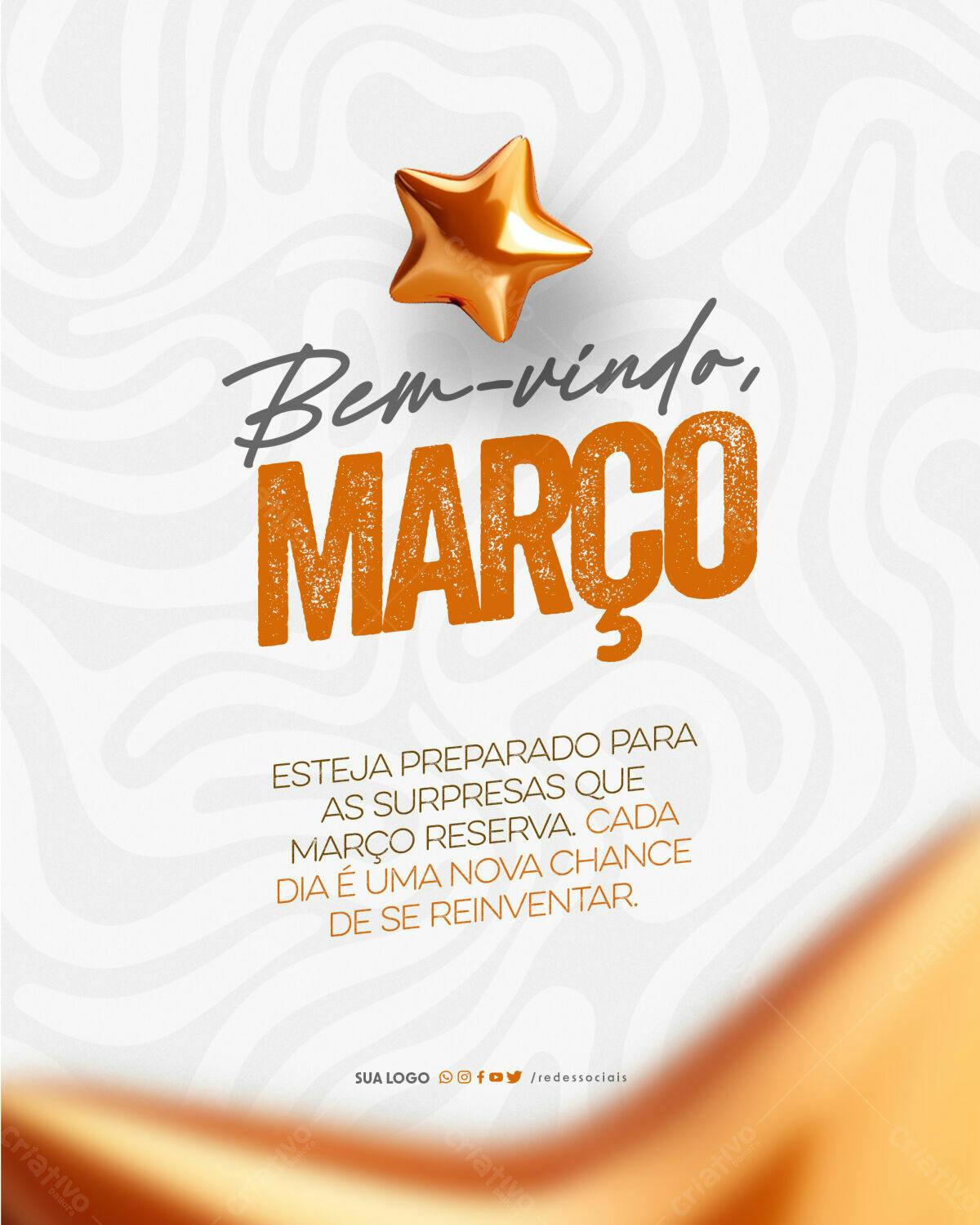 Flyer Boas Vindas Março PSD Editável