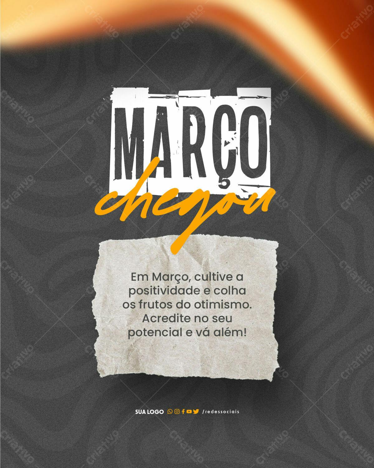 Flyer Mensagem Motivacional Março PSD Editável