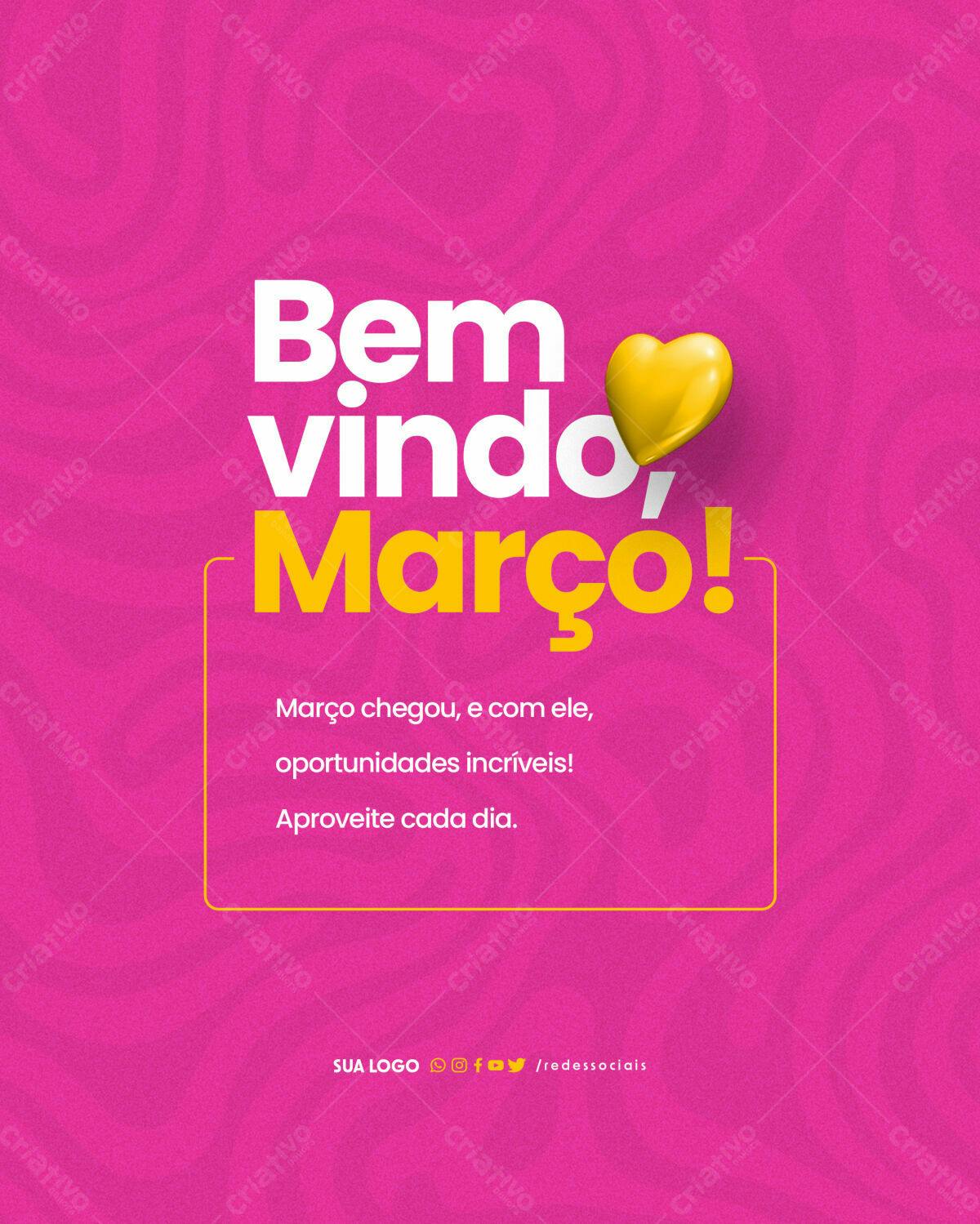 Postagem Boas Vindas Março PSD Editável