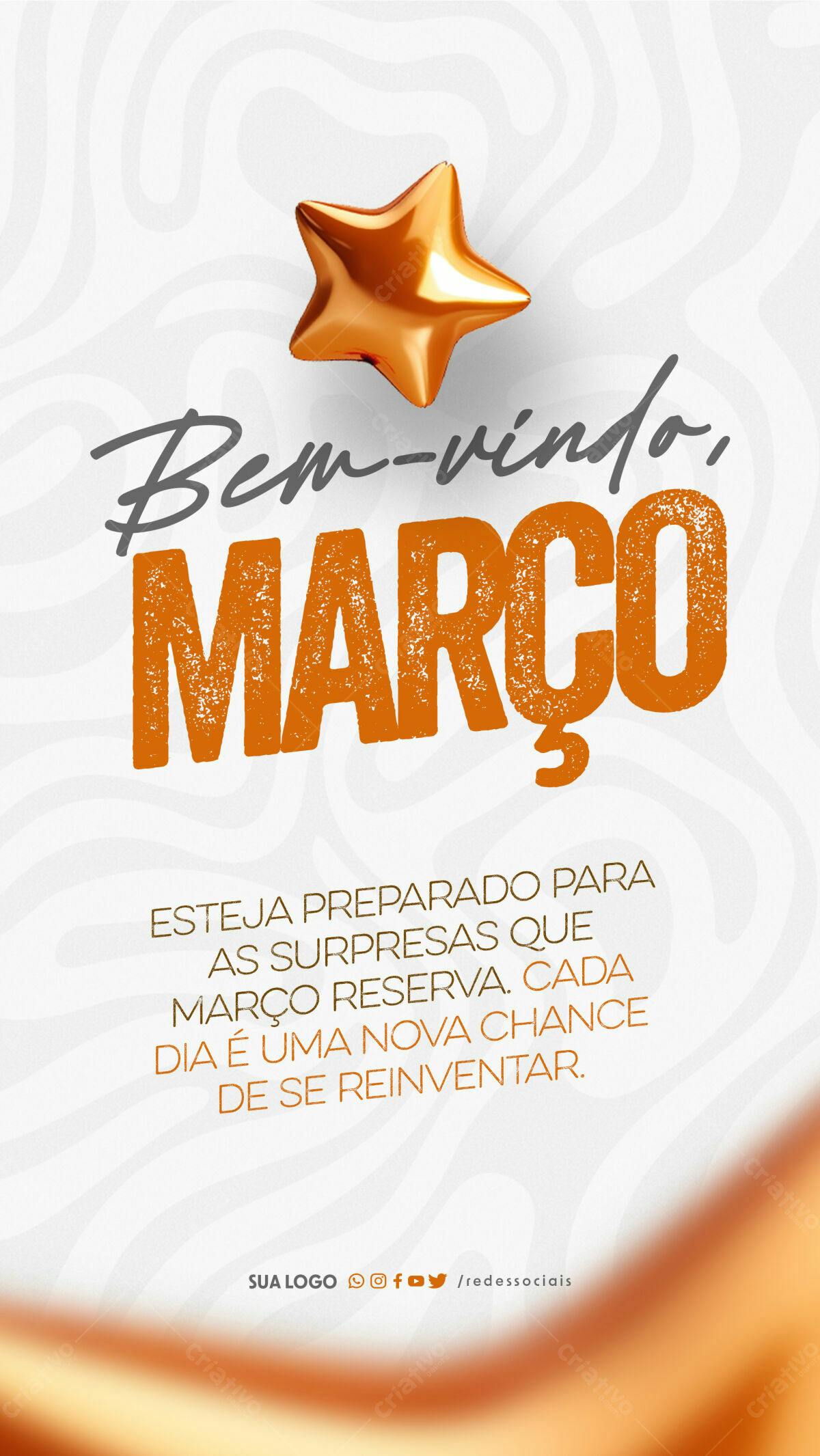 Poster Boas-Vindas Março PSD Editável