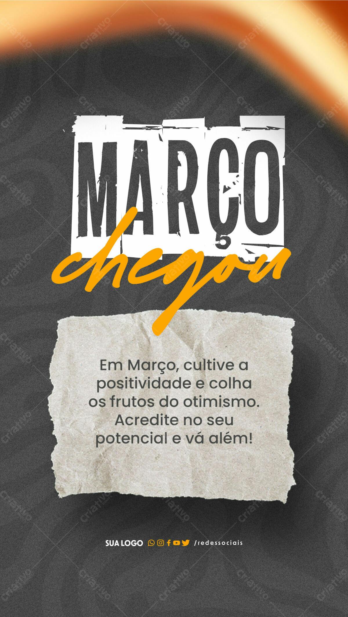 Flyer Mensagem Motivacional Março PSD Editável