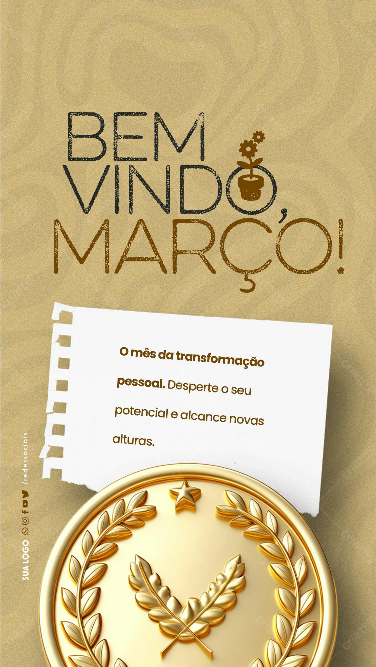 Post para Boas Vindas Março PSD Editável