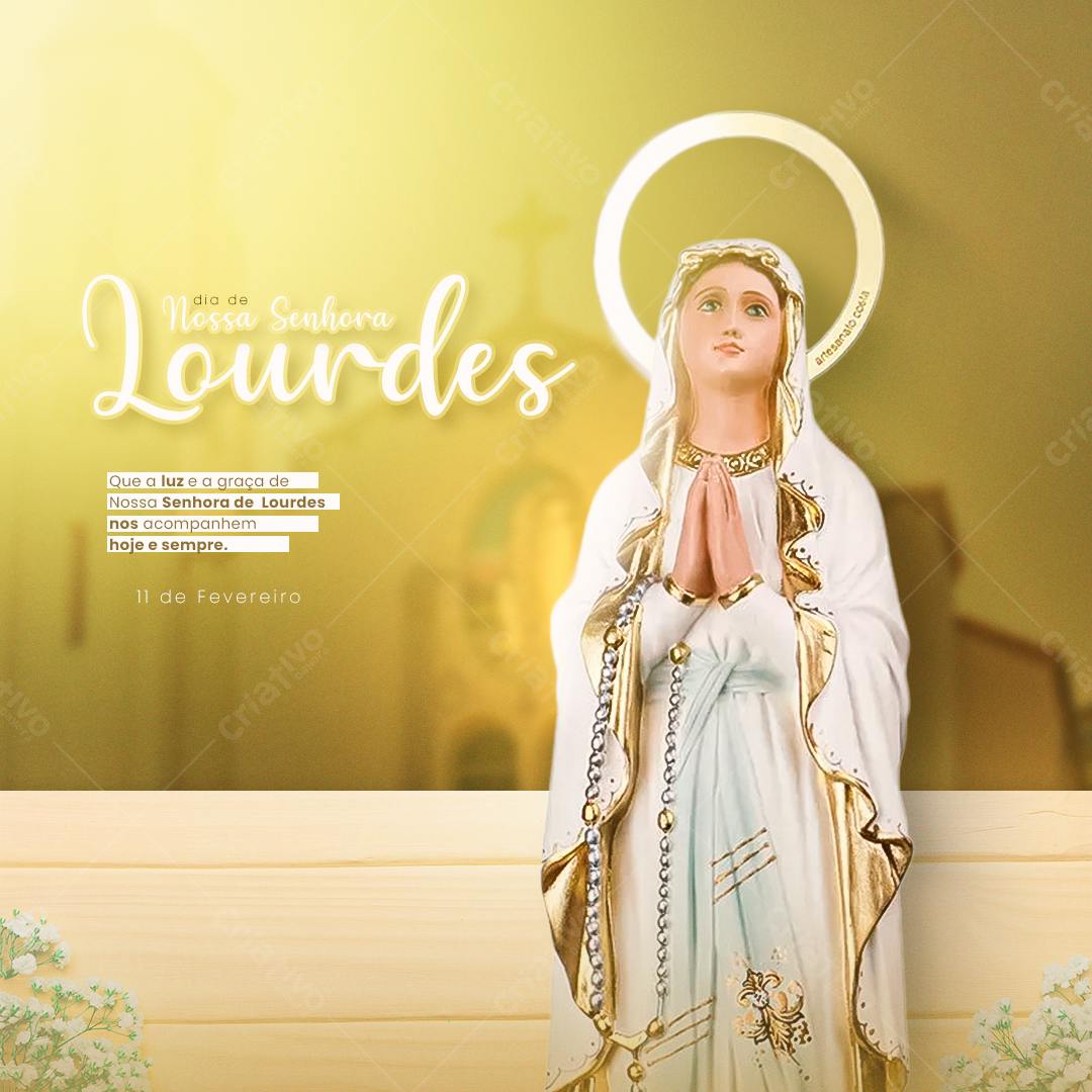 Imagem Dia de Nossa Senhora de Lourdes PSD Editável