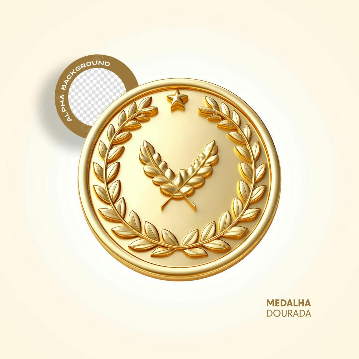Medalha Dourada PSD Editável