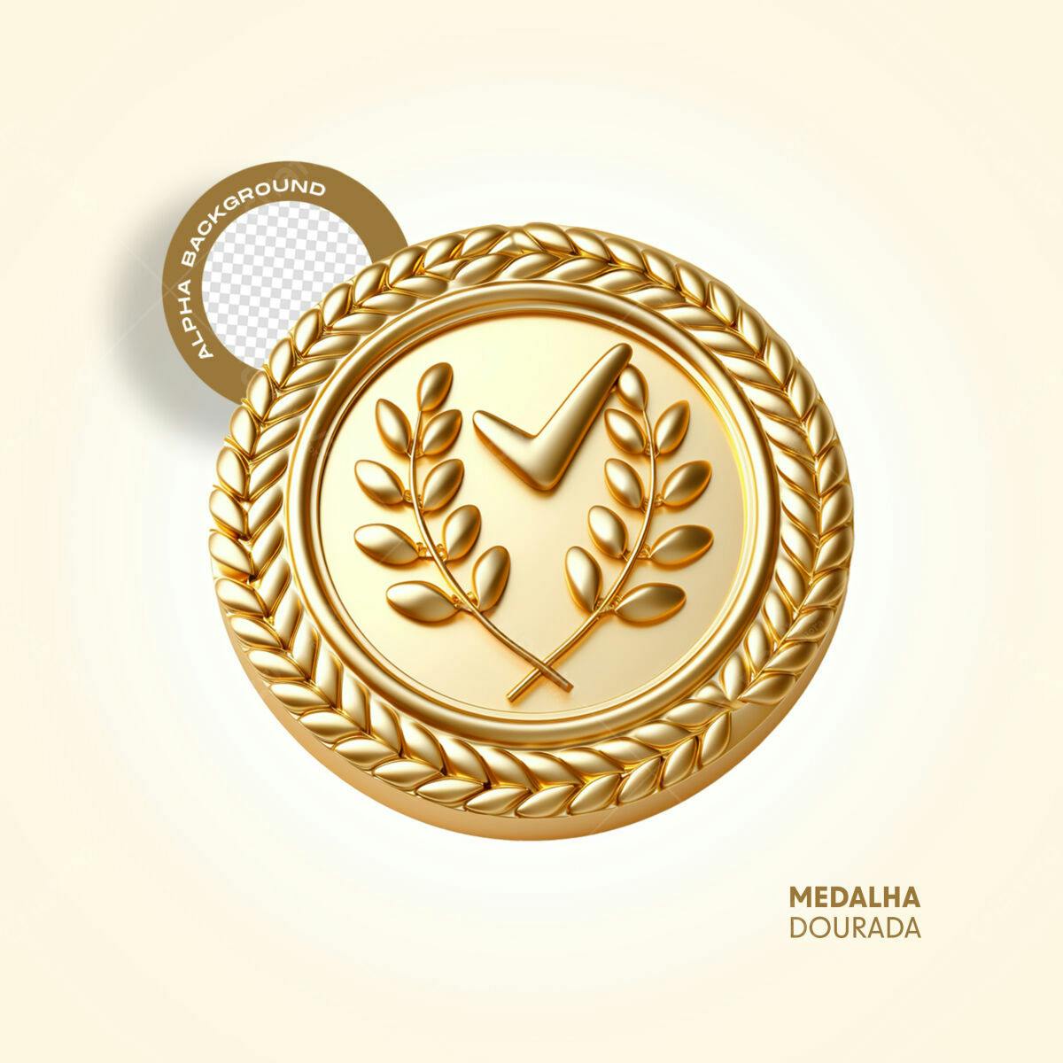 Medalha Dourada PSD Editável