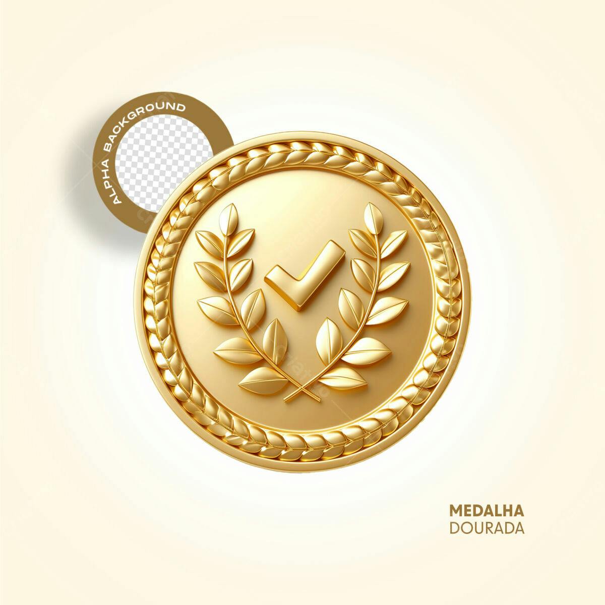 Ícone Medalha Dourada PSD Editável