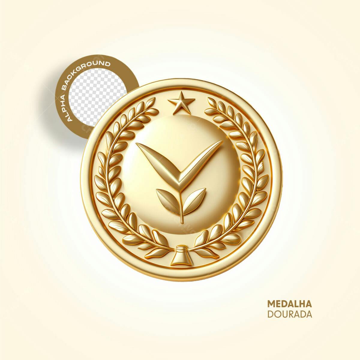 Ícone Medalha Dourada PSD Editável