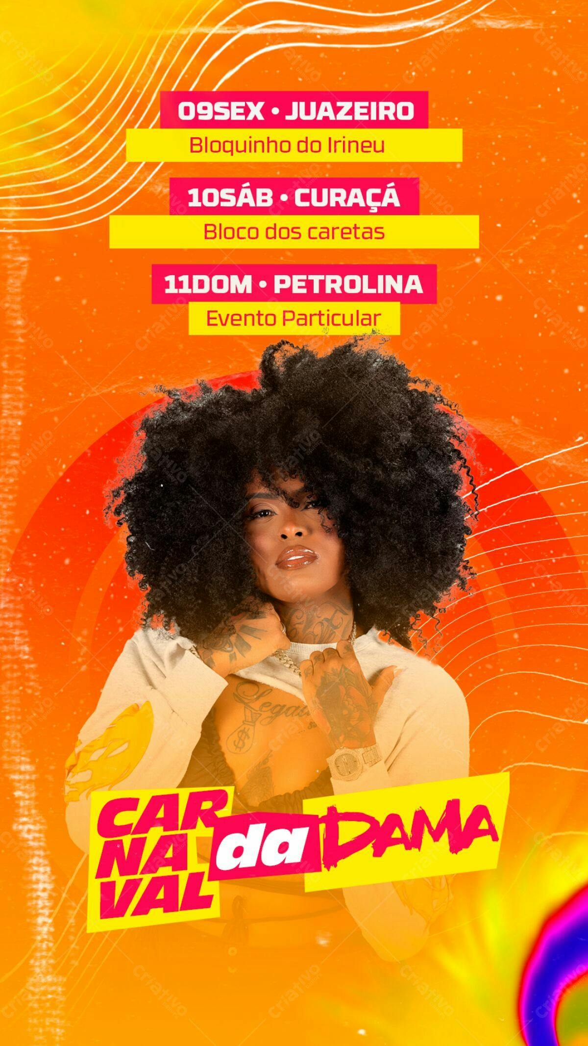 Flyer Carnaval da Dama PSD Editável