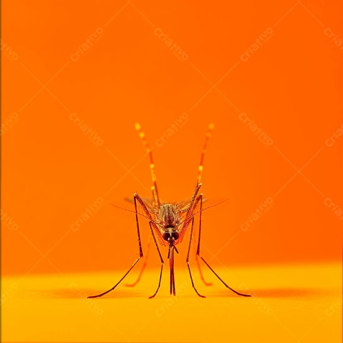 Mosquito em fundo laranja