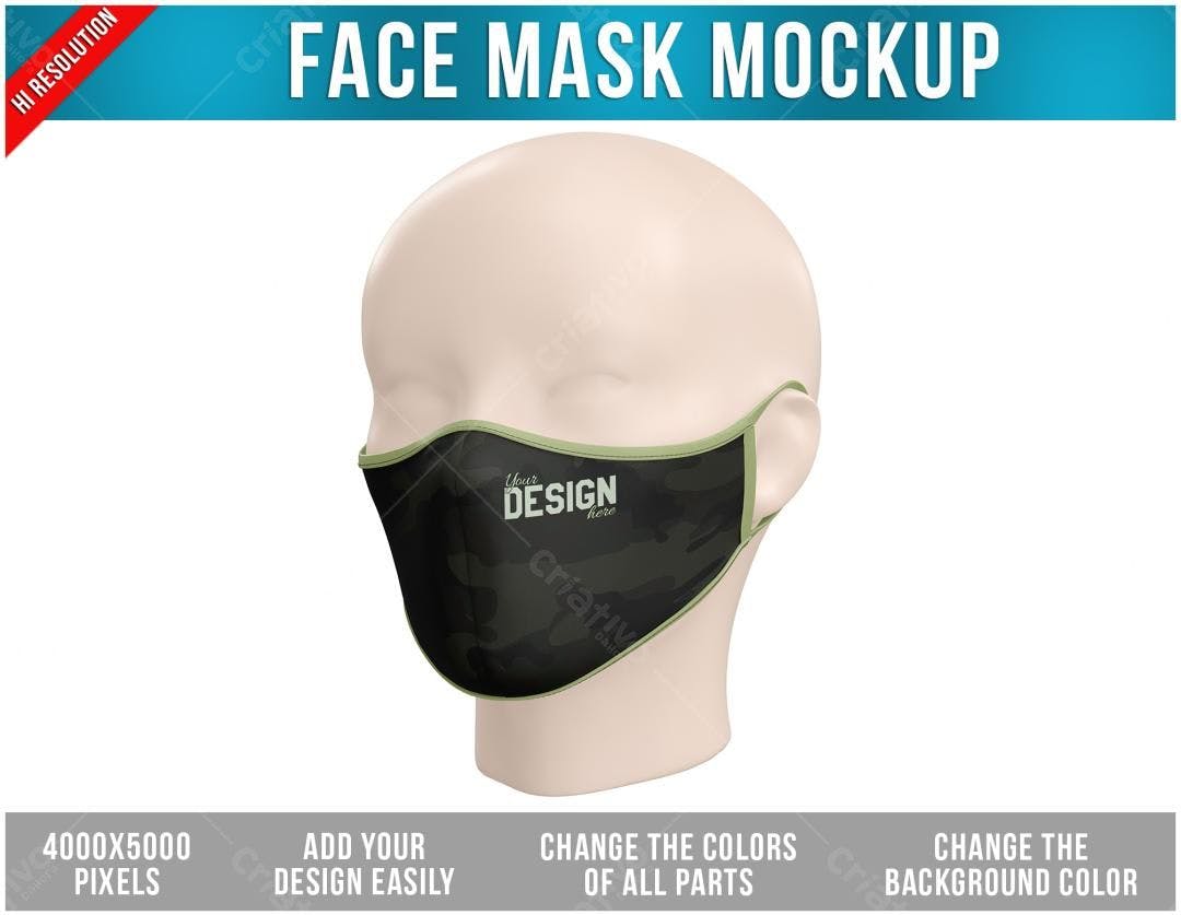 Mockup Máscara de Proteção Realista - Design Militar
