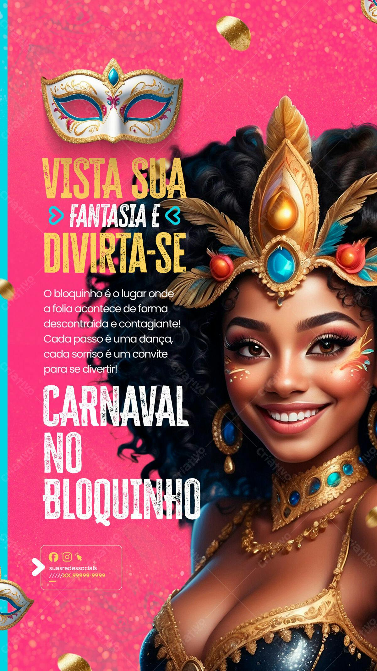 Flyer Carnaval no Bloquinho PSD Editável