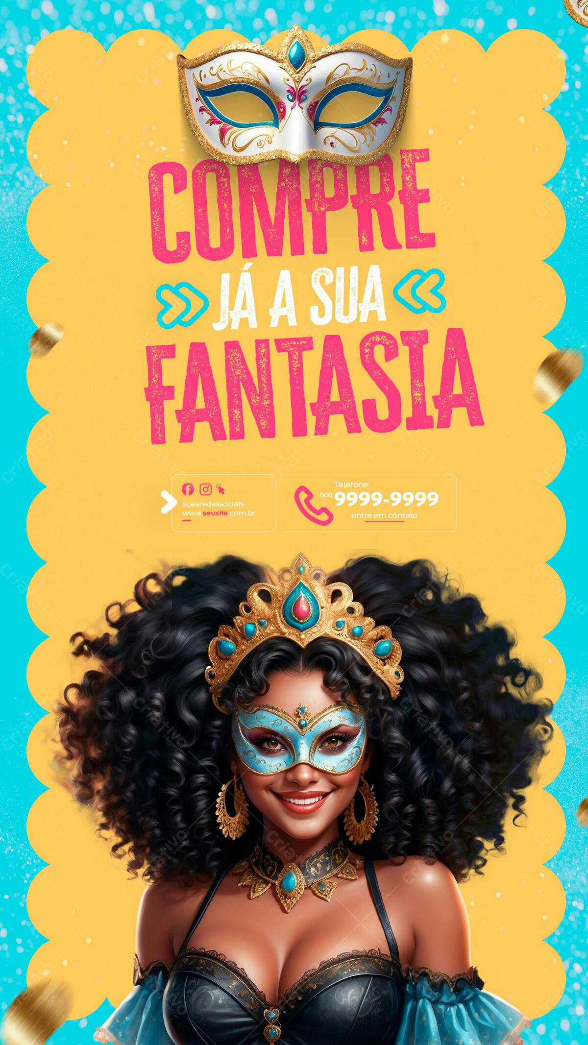 Flyer Carnaval Fantasia PSD Editável