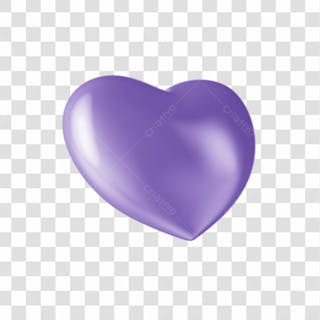 Asset 3d coração metálico lilás campanha prevenção dia da mulher dia das mães