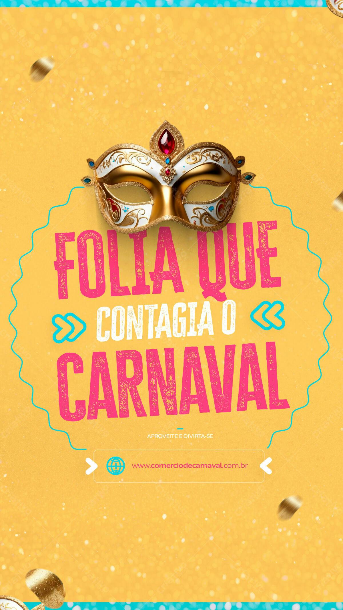 Flyer Carnaval Folia Contagia PSD Editável